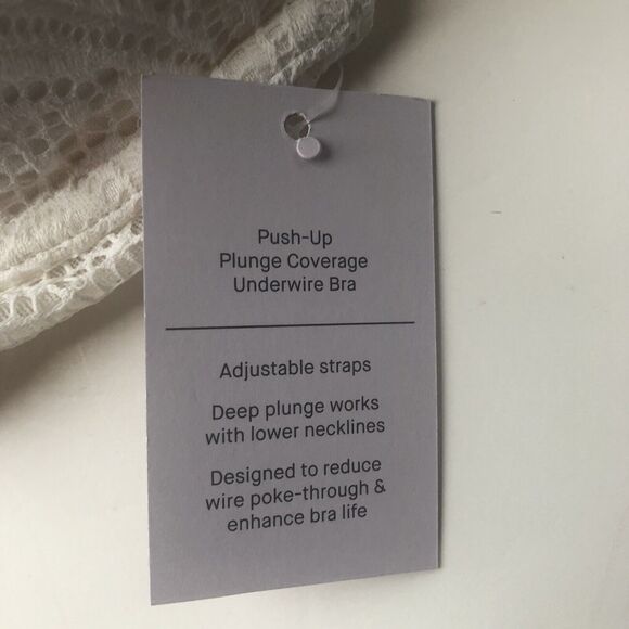 Women  LACE PLUNGE PUSH-UP Bra -Auden White 32DD - Picture 6 of 10